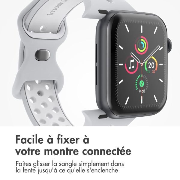 imoshion Bracelet Sport⁺ en silicone Apple Watch | 44/45/46/49 mm - Taille S/M - Grey & White