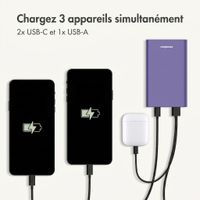 imoshion Ultra Series Aluminium Batterie externe 20.000 mAh - Charge rapide jusqu'à 33 watts - Tropical Violet