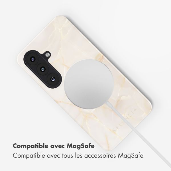 Selencia Coque arrière Vivid avec MagSafe Samsung Galaxy S26 - Golden Beige Marble