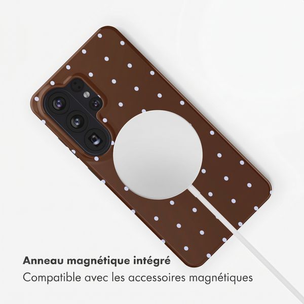 Selencia Coque arrière Vivid avec MagSafe Samsung Galaxy S26 Ultra - Happy Dots Chocolate