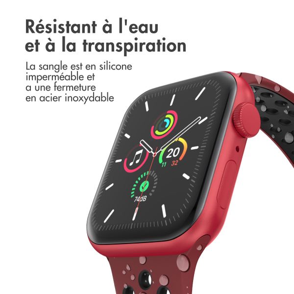imoshion Bracelet Sport⁺ en silicone Apple Watch | 38/40/41/42 mm - Taille S/M - Wine Red & Black