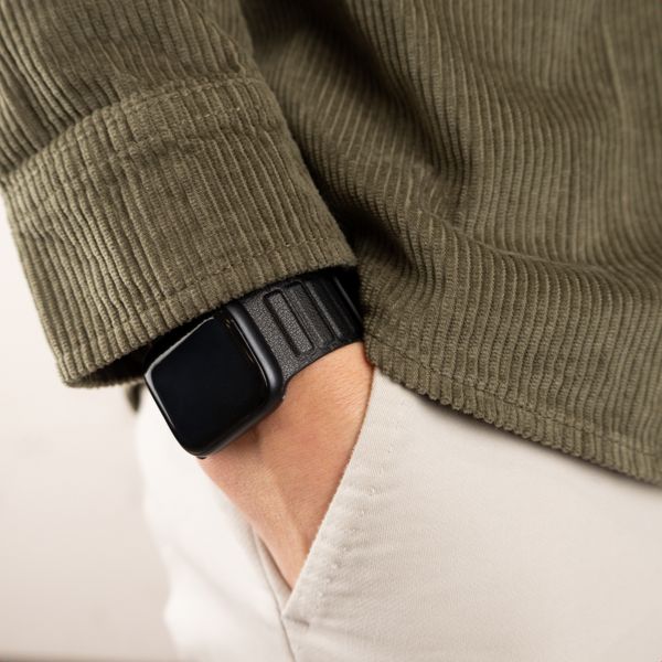 Accezz Bracelet en cuir véritable magnétique Apple Watch | 38/40/41/42 mm - Noir
