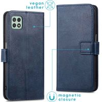 imoshion Étui de télephone portefeuille de luxe Samsung Galaxy A22 (5G) - Bleu foncé