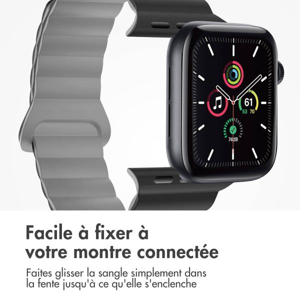 imoshion Bracelet en silicone magnétique Apple Watch | 44/45/46/49 mm - Noir / Gris