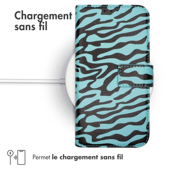 imoshion Étui de télephone portefeuille Design Apple iPhone 11 - Black Blue Stripes