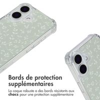 imoshion Coque Design avec cordon Apple iPhone 16 - Smoke Green Flowers