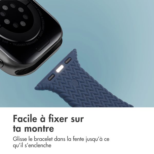 imoshion Bracelet tressé en silicone Apple Watch | 44/45/46/49 mm - Bleu foncé