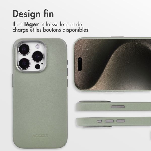 Accezz Coque arrière en cuir avec MagSafe Apple iPhone 15 Pro - Light Grey