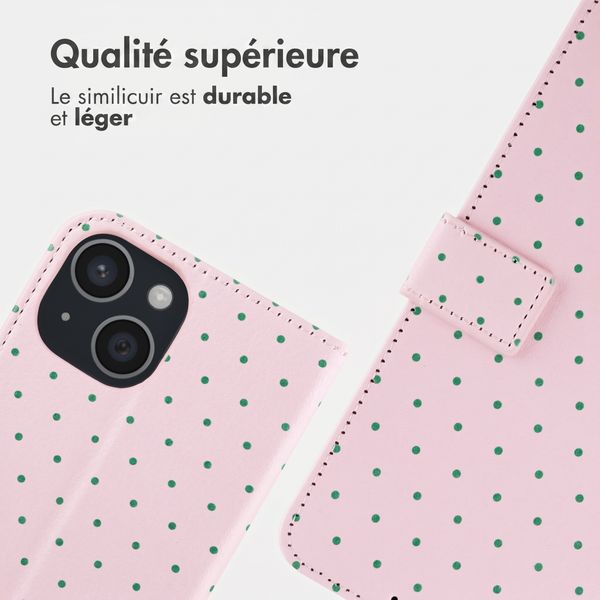 imoshion Étui de télephone portefeuille Design Apple iPhone 14 - Happy Dots