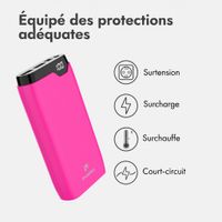 imoshion Batterie externe 20 000 mAh - Chargeur rapide 22,5 W - USB-C / USB-A - Rose vif