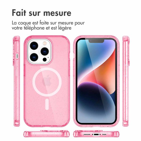 imoshion Coque Pailletée avec MagSafe Apple iPhone 13 Pro - Paillettes Rose