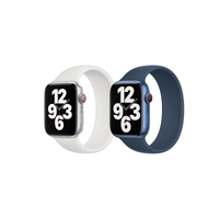 Apple 2 Pack Bracelet Boucle unique en Silicone Apple Watch | 38/40/41/42 mm - Taille 5 - White/ Abyss Blue