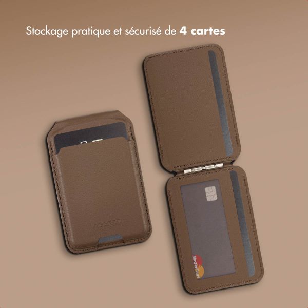 Accezz Portefeuille en cuir avec support - Compatible avec MagSafe et Qi2 - Coffee Brown