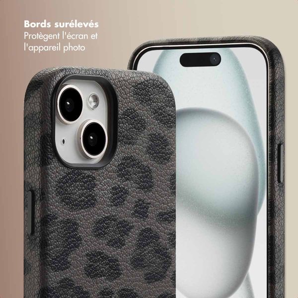 Selencia Coque Sabi imprimé panthère avec MagSafe Apple iPhone 15 - Midnight Black
