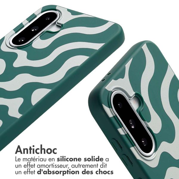 imoshion Coque design en silicone avec cordon Samsung Galaxy A36 / A56 - Petrol Green Groovy