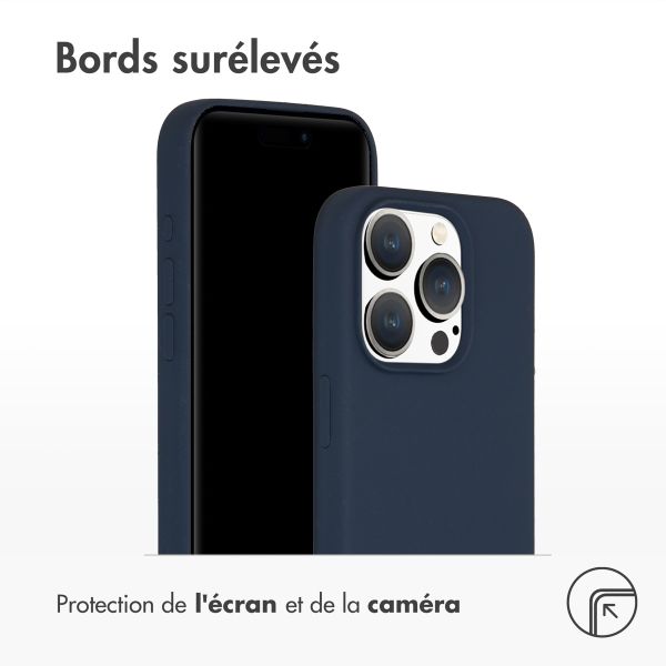Accezz Coque Liquid Silicone Apple iPhone 15 Pro - Bleu foncé