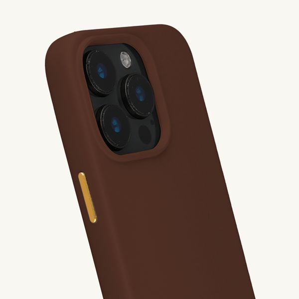 Selencia Coque arrière Rivièra avec MagSafe avec crochets amovibles Apple iPhone 15 Pro - Choco Brown