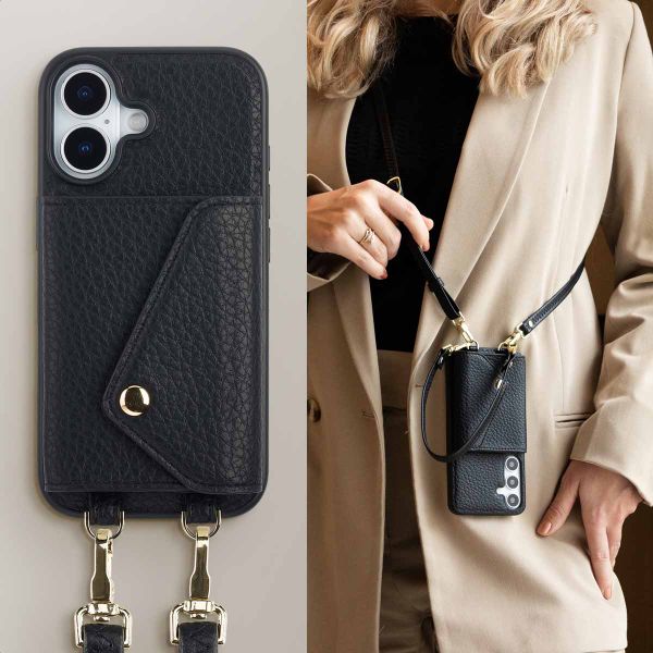 Selencia Coque de télephone Sera avec cordon et porte-cartes enveloppe Apple iPhone 17 - Noir