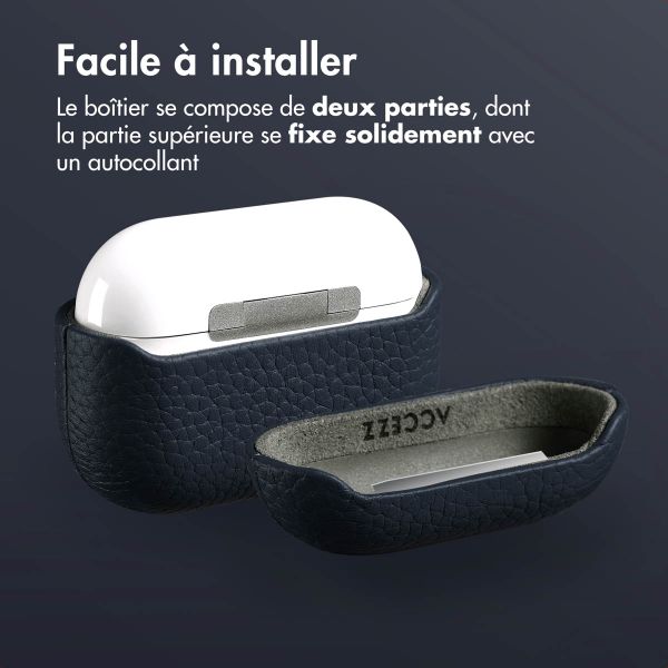 Accezz Coque en cuir véritable  Apple Airpods Pro - Bleu foncé
