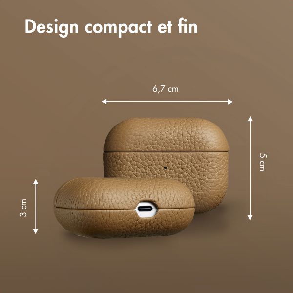 Accezz Coque en cuir véritable  Apple Airpods Pro - Taupe