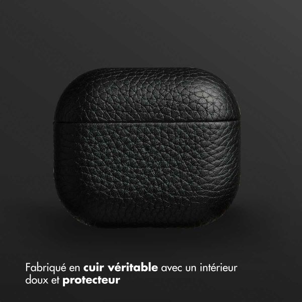 Accezz Coque en cuir véritable  Apple Airpods 3 - Noir