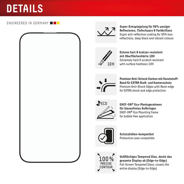 Displex Protection d'écran en verre trempé Real Glass Apple iPhone 16 Pro