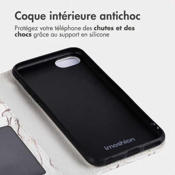 imoshion Étui de télephone portefeuille Design Apple iPhone SE (2022 / 2020) / 8 / 7 / 6(s) - Sandy Marble
