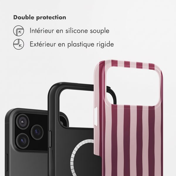 Selencia Coque arrière Vivid avec MagSafe Apple iPhone 18 Pro Max / 17 Pro Max - Bonbon Stripe Raspberry