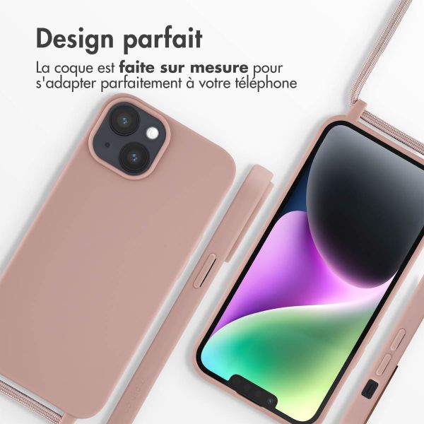 imoshion Coque en silicone avec cordon Apple iPhone 14 - Sand Pink