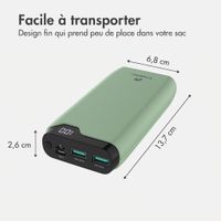 imoshion Batterie externe 20 000 mAh - Chargeur rapide 22,5 W - USB-C / USB-A - Vert