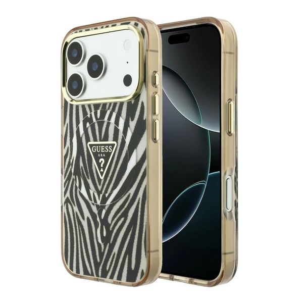 Guess Coque MagSafe Apple iPhone 18 Pro Max / 17 Pro Max - Zebra Gold
