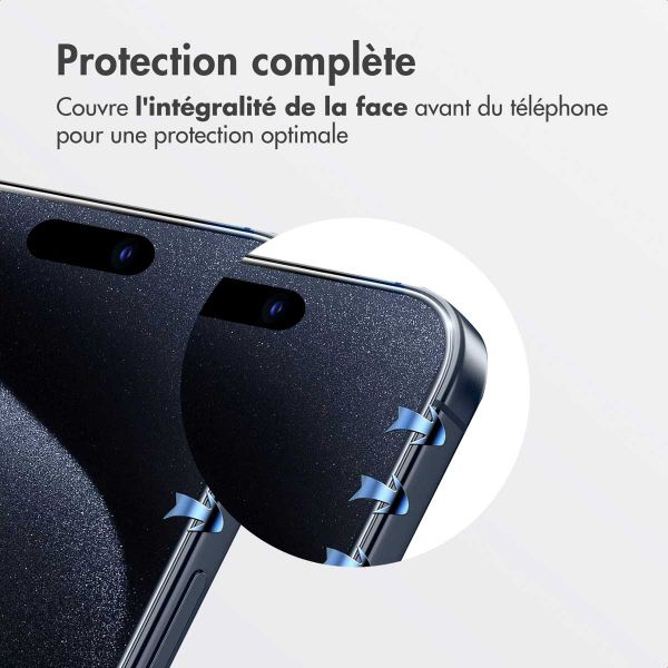 Accezz Protecteur d'écran en verre trempé + Applicateur Apple iPhone 15 Pro Max