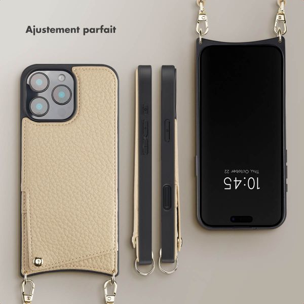 Selencia Coque de télephone Nova avec cordon et porte-cartes Apple iPhone 16 Pro Max - Beige