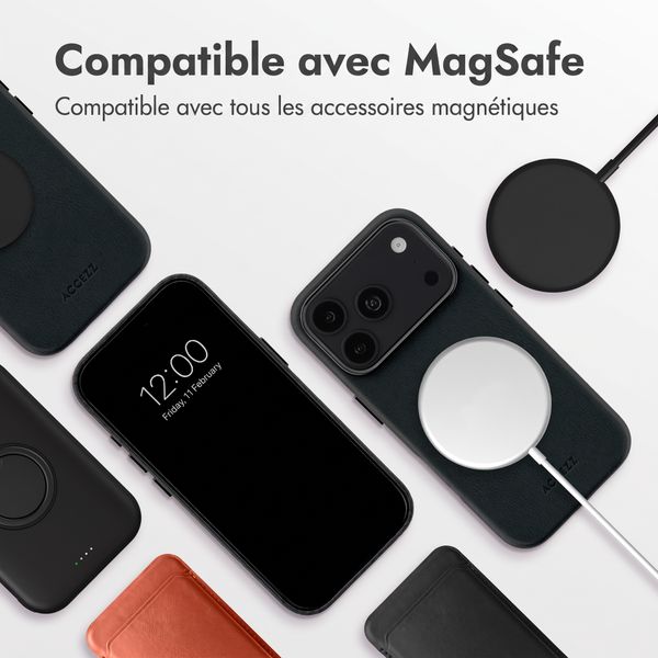 Accezz Coque arrière en cuir avec MagSafe Apple iPhone 18 Pro Max / 17 Pro Max - Onyx Black