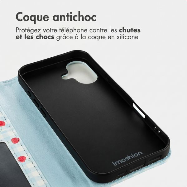 imoshion Étui de télephone portefeuille Design Apple iPhone 16 - Cherry Check