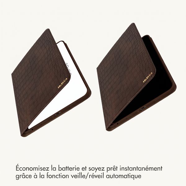 Selencia Coque Croco Samsung Galaxy Tab A11 Plus / A9 Plus - Choco Brown