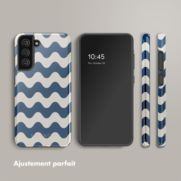 Selencia Coque arrière Vivid Samsung Galaxy S21 FE - Wave Vibes Classic Blue