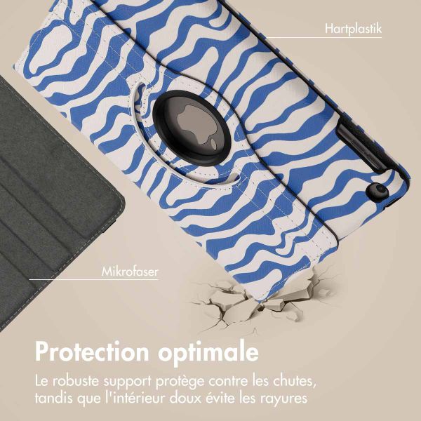 imoshion Coque tablette Design rotatif à 360° Apple iPad 6 (2018) 9.7 pouces / iPad 5 (2017) 9.7 pouces - White Blue Stripes