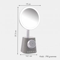 imoshion Miroir de maquillage avec haut-parleur Bluetooth et chargeur sans fil - Argenté