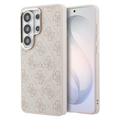 Guess Coque arrière en cuir 4G avec MagSafe Samsung Galaxy S26 Ultra - Gold Edge - Pink