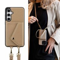 Selencia Coque de télephone Sera avec cordon et porte-cartes enveloppe Samsung Galaxy S24 FE - Taupe
