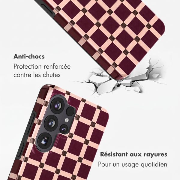 Selencia Coque arrière Vivid avec MagSafe Samsung Galaxy S26 Ultra - Check This Burgundy