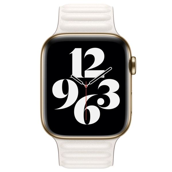 Apple Bracelet Leather Link Apple Watch | 44/45/46/49 mm - Taille M/L - Chalk