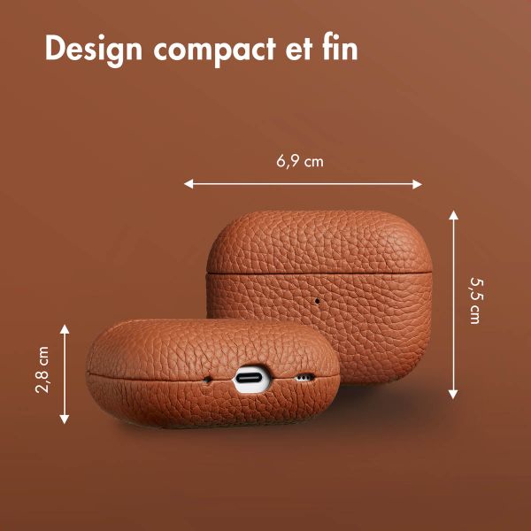 Accezz Coque en cuir véritable  Apple AirPods Pro 2 - Cognac