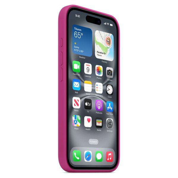 Apple Coque en silicone MagSafe Apple iPhone 16 - Fuchsia