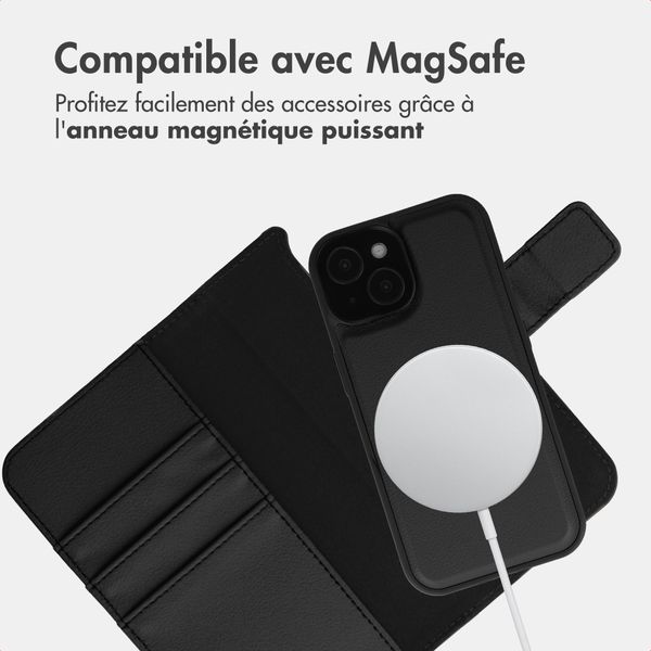 imoshion Étui portefeuille luxe 2-en-1 amovible Apple iPhone 15 - Noir