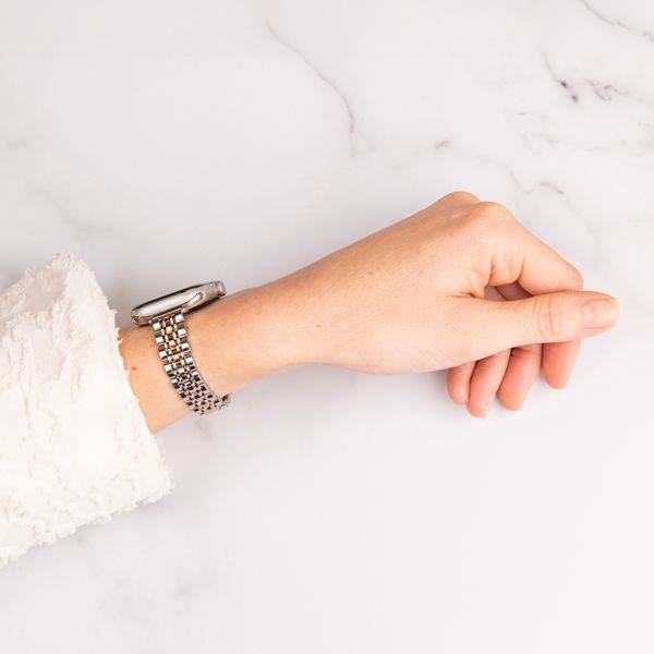 Selencia Bracelet en acier slim style Jubilee Apple Watch | 38/40/41/42 mm - Argent & Or Rose
