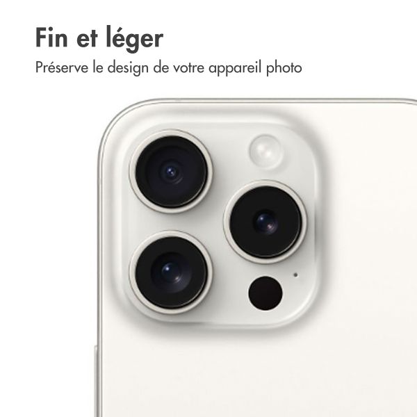 imoshion Lot de 2 protections d'objectif de caméra Apple iPhone 15 Pro / 15 Pro Max - White Titanium