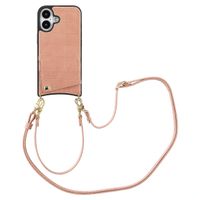Selencia Coque de télephone Nova Croco avec cordon et porte-cartes Apple iPhone 16 - Old Pink