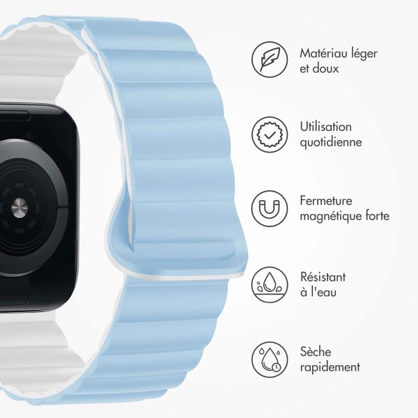 imoshion Bracelet en silicone magnétique Apple Watch | 38/40/41/42 mm - Bleu & Blanc